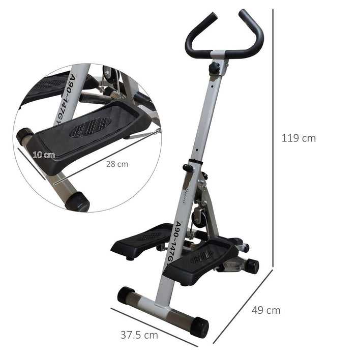 HOMCOM Stepper w/Handle Hand Grip Workout Fitness Machine For Fitness Aerobic Exercise Home Gym Grey