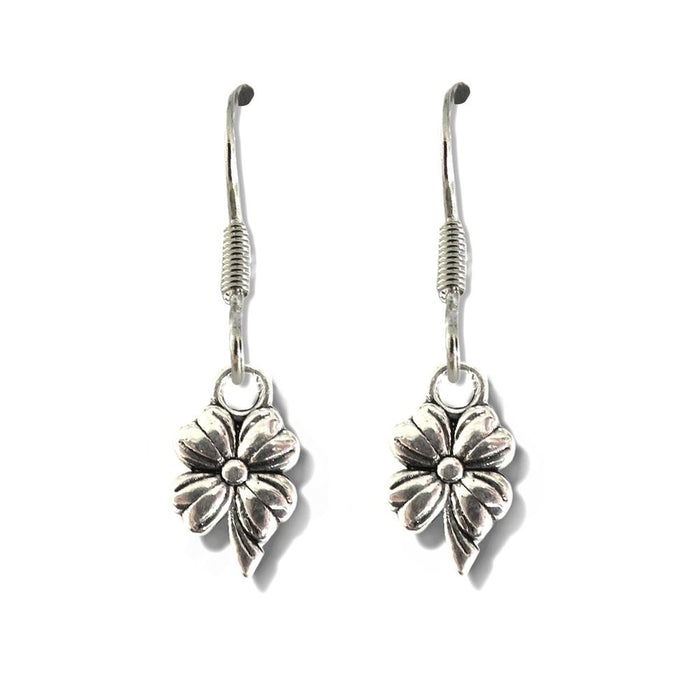 Premium Silver Flower Drop Earrings