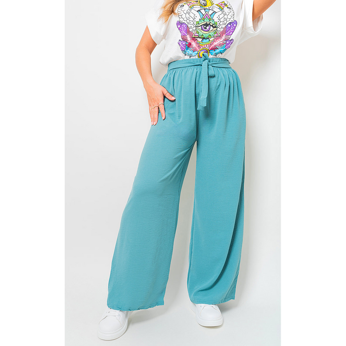 Lauryn Drawstring Waist Wide Leg Trouser: Chic & Comfortable Pants