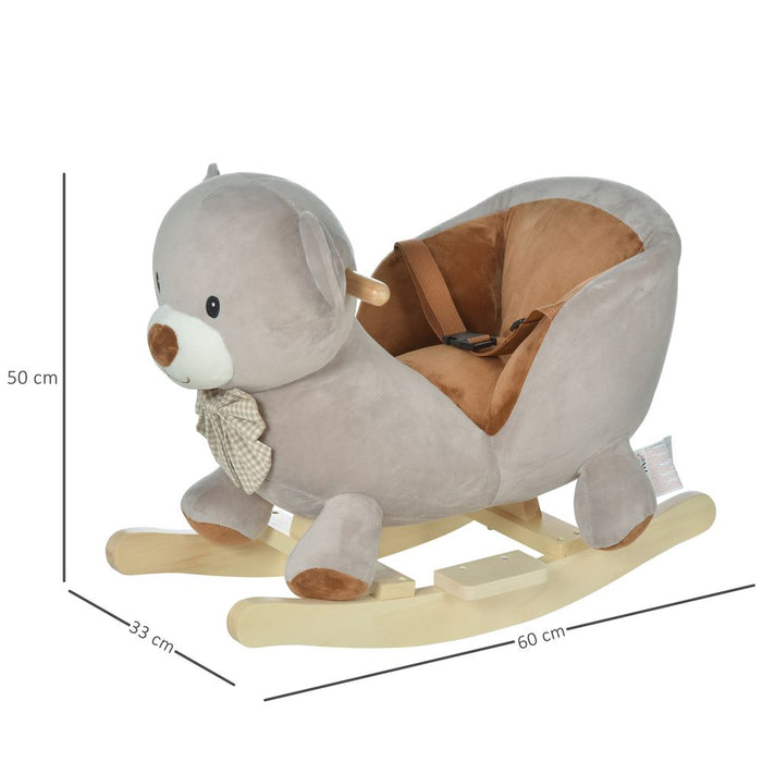 Premium Kids Rocking Bear Plush Ride On - Safe & Secure - High Quality HOMCOM