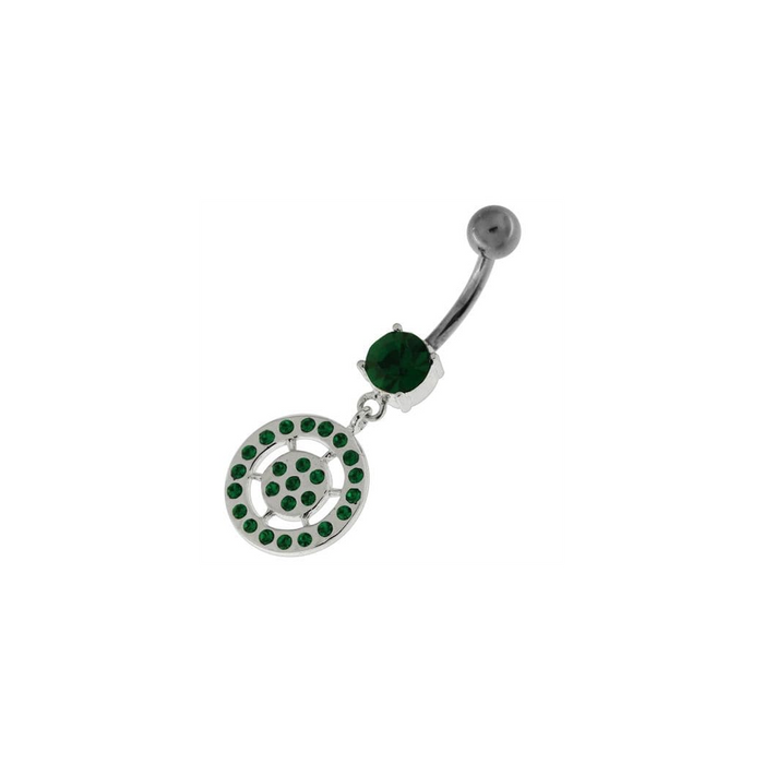 Sterling Silver Multi jeweled Round Pattern Belly Ring