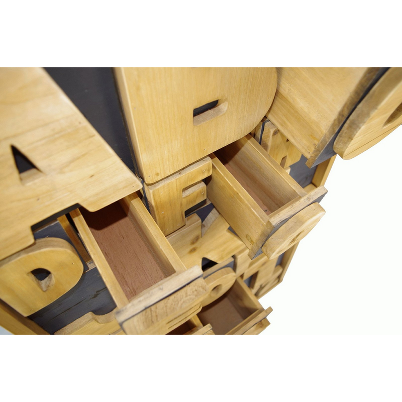 Modern Alphabet Cabinet - 54 x 26 x 89cm - Stylish Storage Solution - Geko Products - Firwood