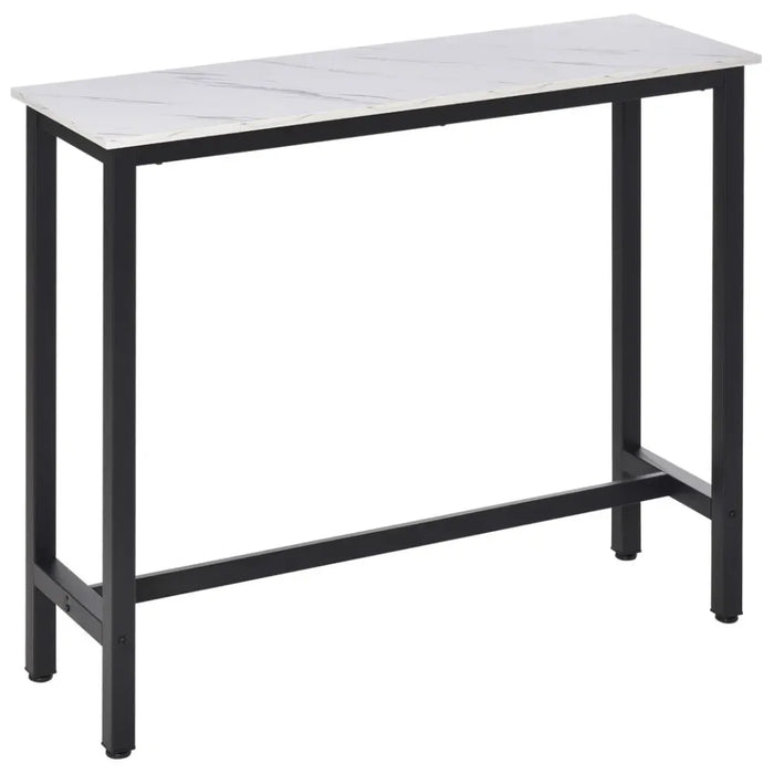 Adjustable Footpad Bar Table: White & Black Marble Grain, Sturdy Construction, Versatile & Stylish - 120W x 40D x 100Hcm