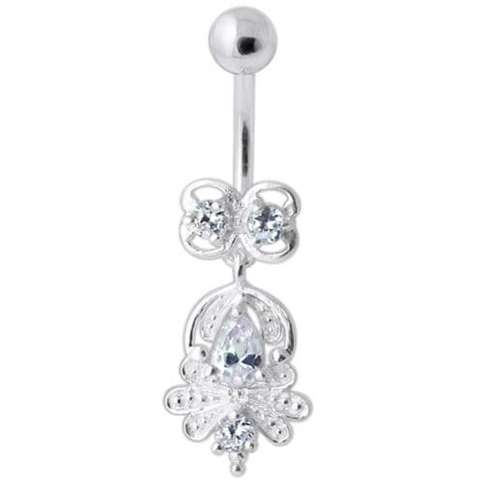 Fancy Sterling Silver Jeweled Navel Banana