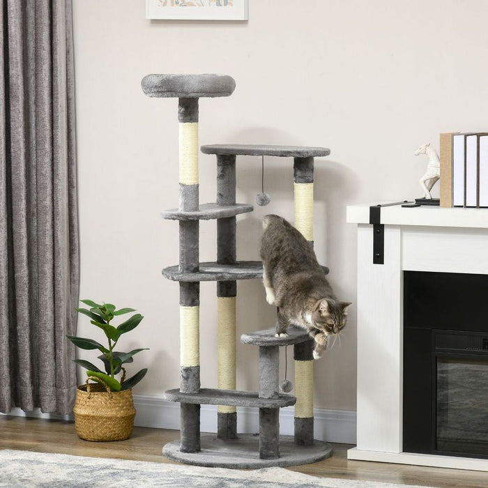 PawHut Cat Tree: Modern Tower with Scratching Posts & Bed for Indoor Cats