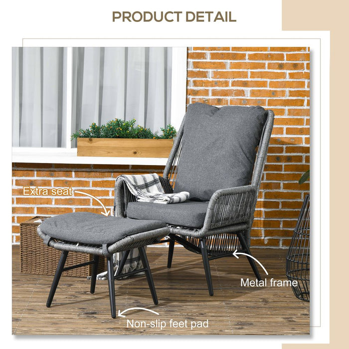 Premium Quality Adjustable Rattan Leisure Chair Set, Grey