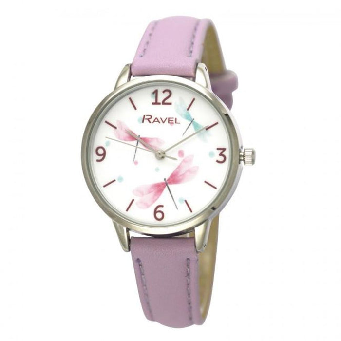 Ravel Ladies Dragonfly Leather Watch - Lilac - RF011.7