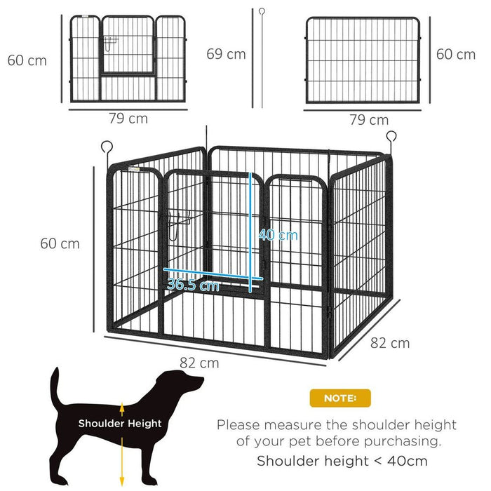 Premium Metal Pet Playpen w/Door, Indoor/Outdoor Use, Secure, 82Lx82Wx60Hcm