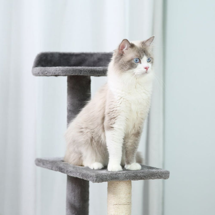 Premium Cat Activity Center - Multi-level Climbing Tower with Scratching Post and Plush Material - Pawhut