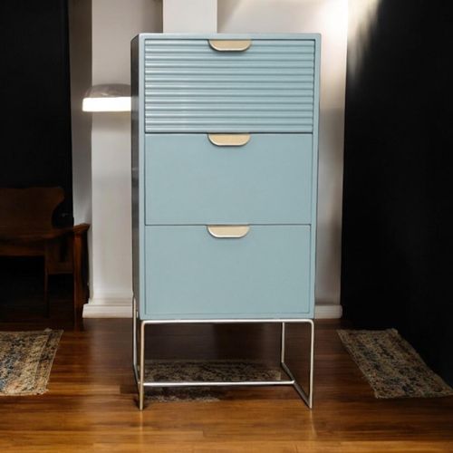 64CM GREEN WOODEN 3 DRAWER BEDSIDE TABLE