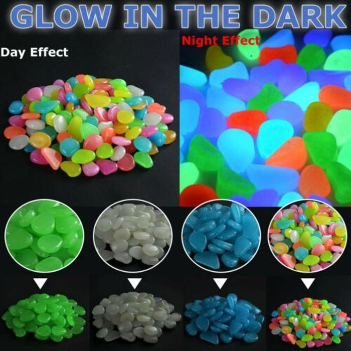 Pebble Stones 100Pcs, Luminous Glowing in Dark Glow Pebble Rock Stones for Walkaway, Aquarium, Home Decor, Garden, Patio and Fish Tank