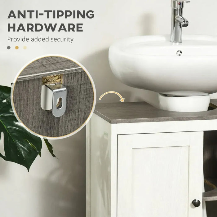 Freestanding Bathroom Under Sink Cabinet w/ Doors Adjustable Shelf, White