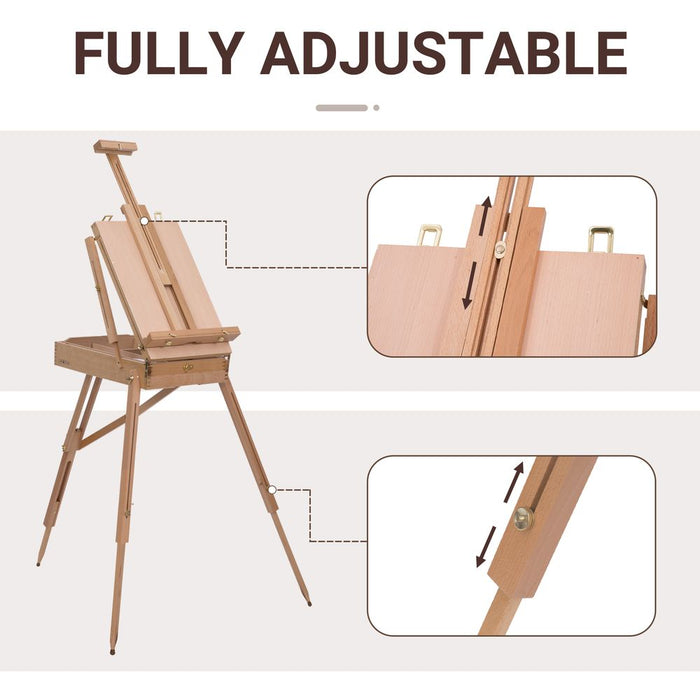 Portable Folding French Tripod Easel - Wooden Sketching Board for Artists - HOMCOM