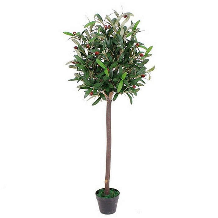 Realistic 120cm Olive Tree: Black Plastic Pot, UK Leaf Design - Highly Accurate Foliage