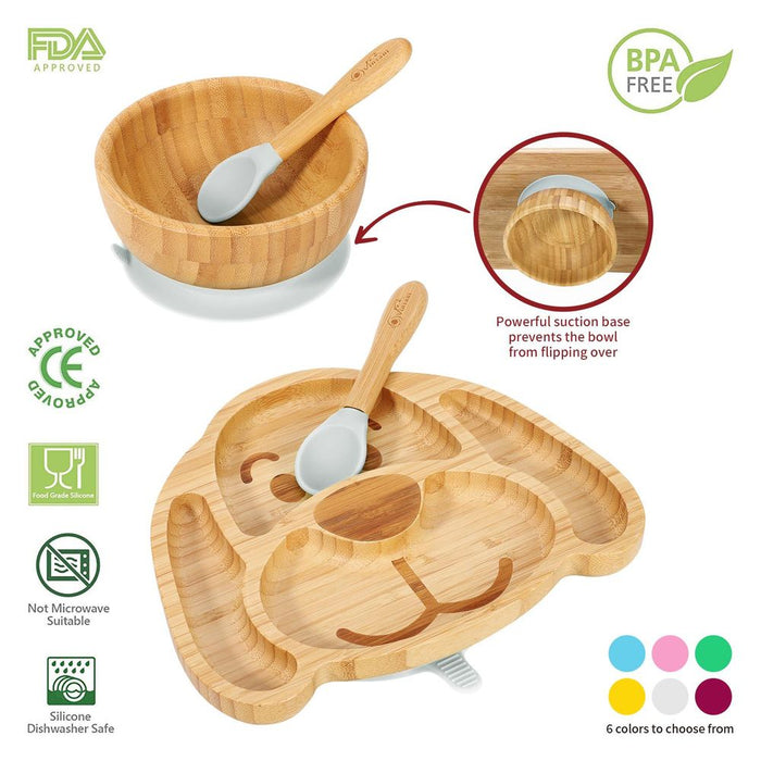 VINSANI BAMBOO DOG PLATE,BOWL&SPOON SET