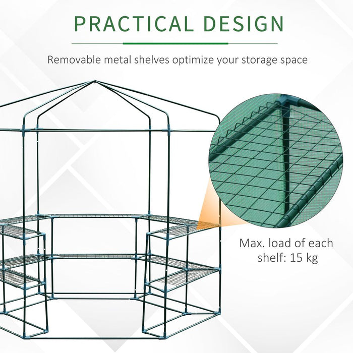 Hexagon Walk-in 3-Tier Portable Greenhouse, ?194x225H cm