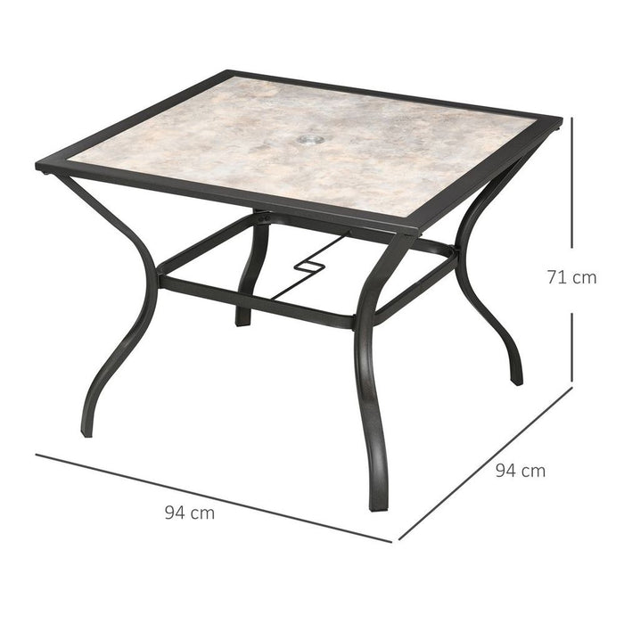 Garden Table with Parasol Hole - PC Board Tabletop for 4 - High Quality Outdoor Furniture