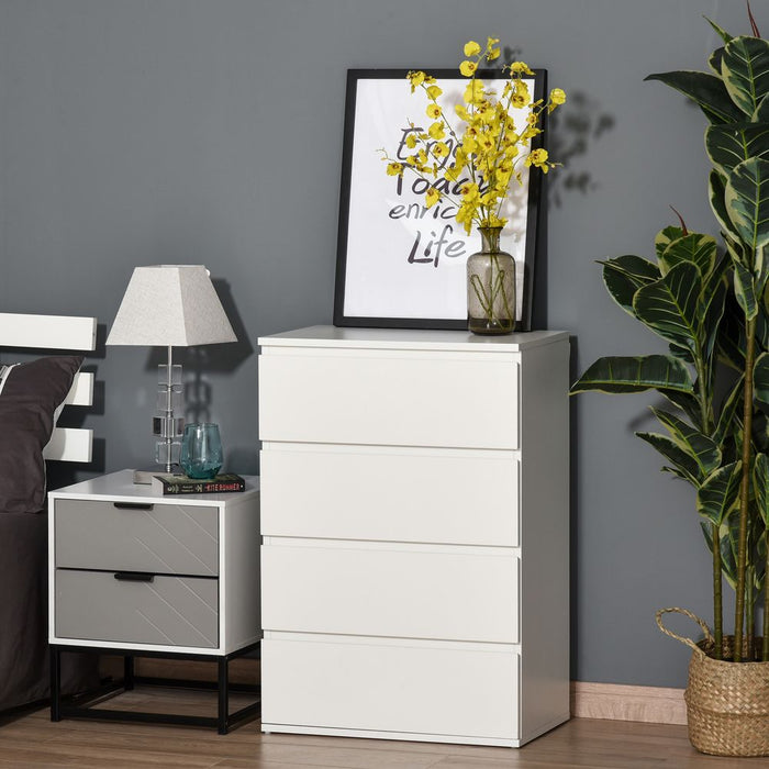 Premium 4-Drawer White Chest - Spacious Storage Solution for Bedroom & Living Spaces