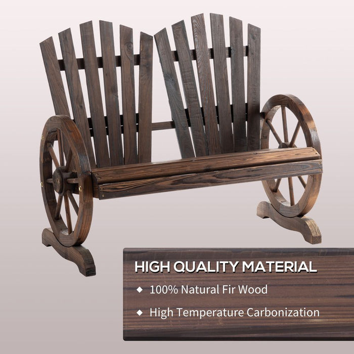 Premium 2 Seater Garden Bench | Wheel-Shaped Armrests | Carbonized | High Quality