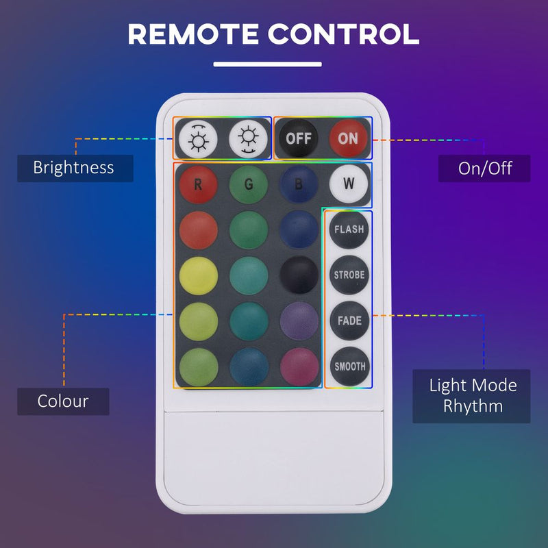 HOMCOM RGB Floor Lamp, Dimmable Corner Lamp with Remote Control & 16 Colours Effects, LED Modern Mood Lighting for Living Room Bedroom Gaming Room, Max Power 5W