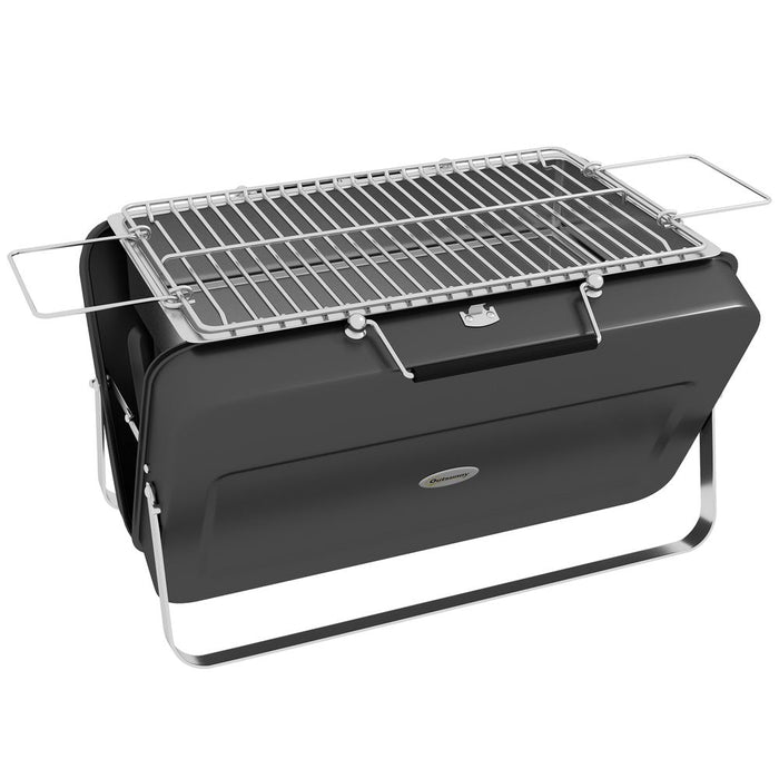 Outsunny Portable BBQ Grill - Compact Suitcase Design for Camping & Picnic, Black