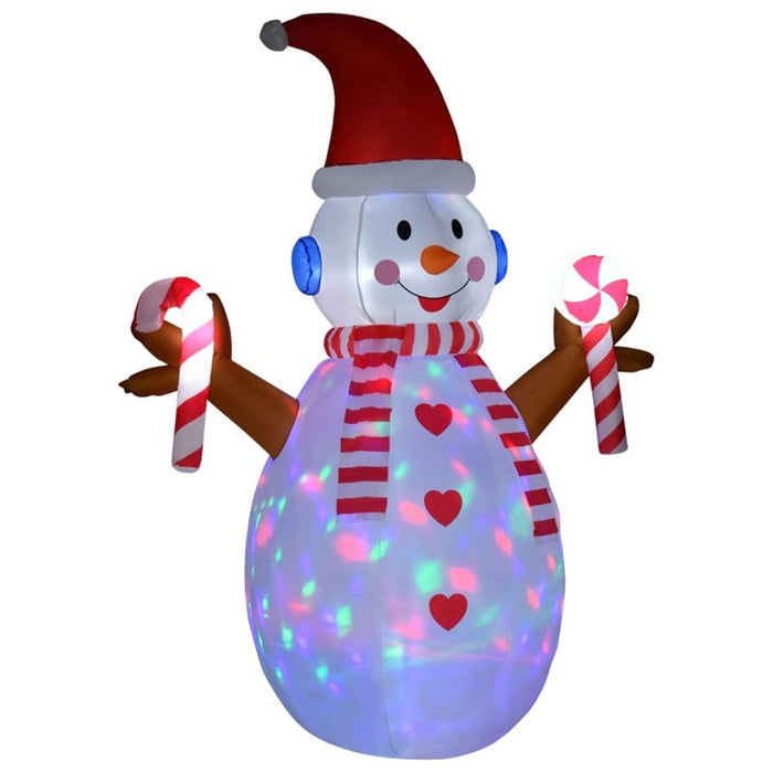 Inflatable Christmas Snowman with red hat and candy bar White 180W x 100D x 240Hcm