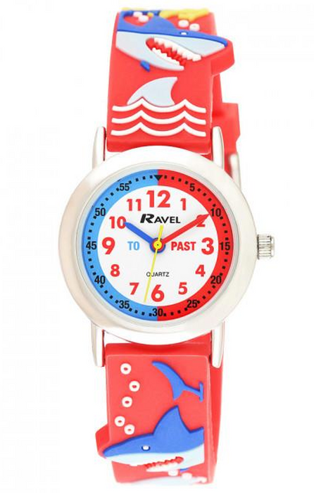 Ravel 3D Cartoon Time Teacher Watch | Shark | Children's Boys & Girls | High Quality | Soft Silicon Strap | R1513.87