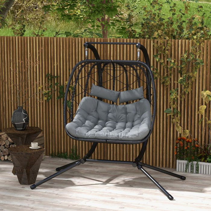 Comfy Black Hanging Swing Chair, Thick Cushion, Patio Swing