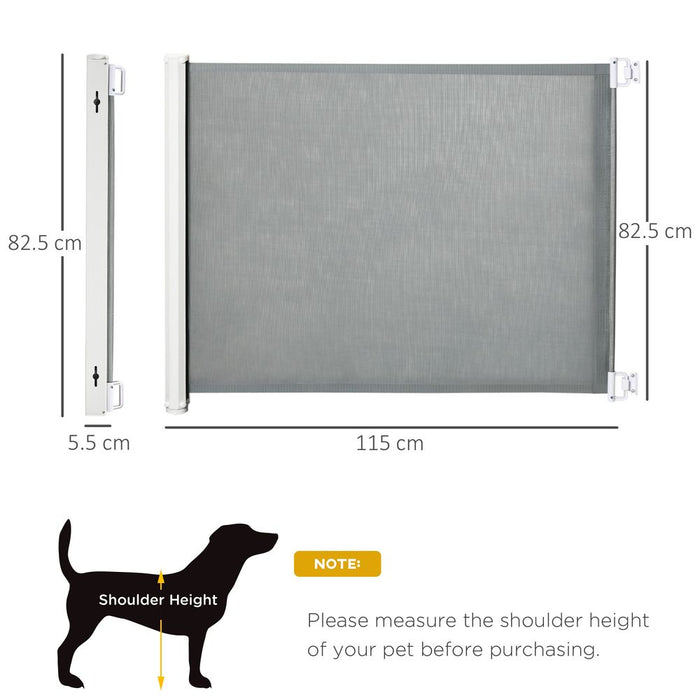 PawHut Retractable Pet Safety Gate, Folding Stair Barrier, Guard Door - Grey