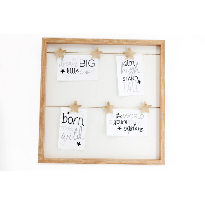 Premium Wooden Photo Frame: 6 Star Pegs, Holds 6 Photos. Best Quality!