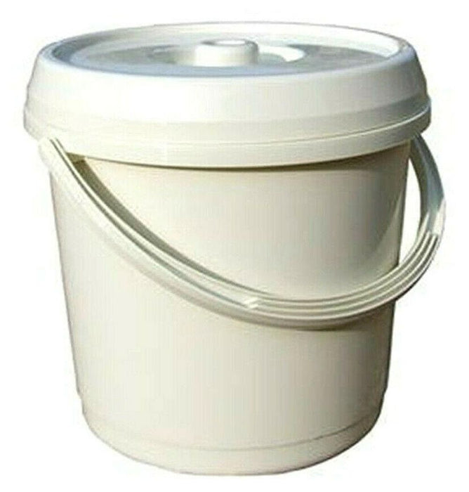 Whitefurze 14L Bucket with Lid, Cream - Ideal for Nappy, Pet Food, Toy Storage