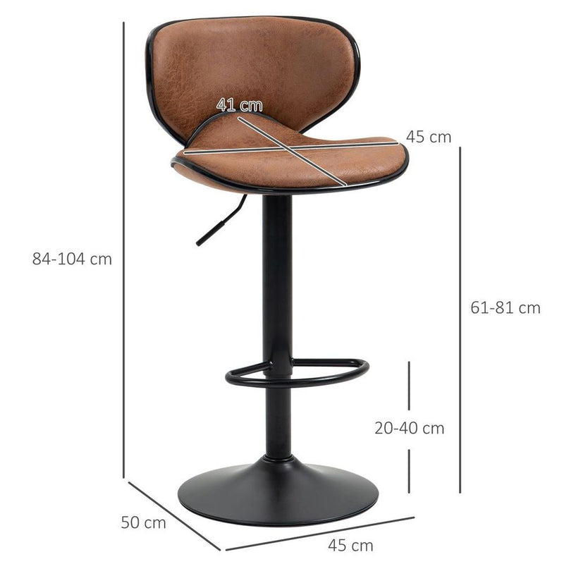 Vintage 2-Piece Microfiber Bar Stool Set | Adjustable Height Armless Chairs | High Quality & Stylish