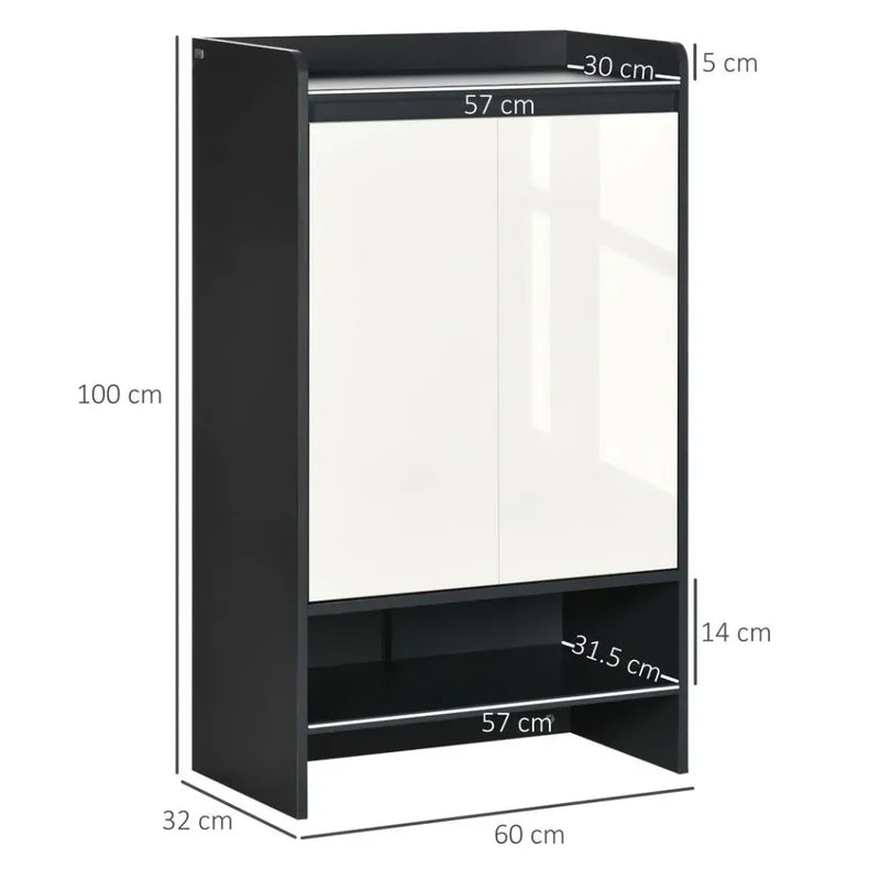 Modern Shoe Cupboard for Hallway with Open Compartment and Adjustable Shelves