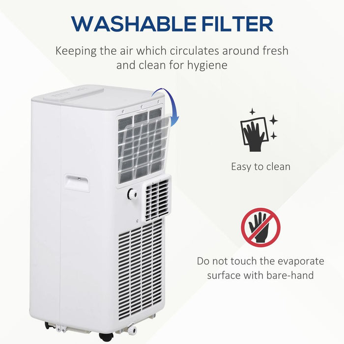 HOMCOM 5000 BTU Portable Air Conditioner, 4-in-1 Air Conditioning Unit, Dehumidifier, Cooling Fan with Remote Control, 2 Speeds, 24H Timer, Window Venting Kit, 12m², R290, A Energy Efficiency