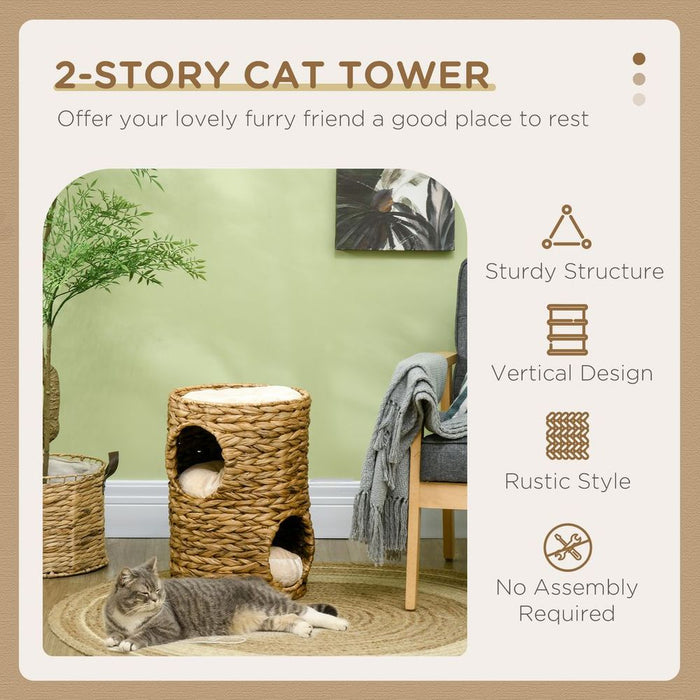 Ultimate 47cm Indoor Cat Barrel Tree - 2 Houses, Cushion - Top Quality