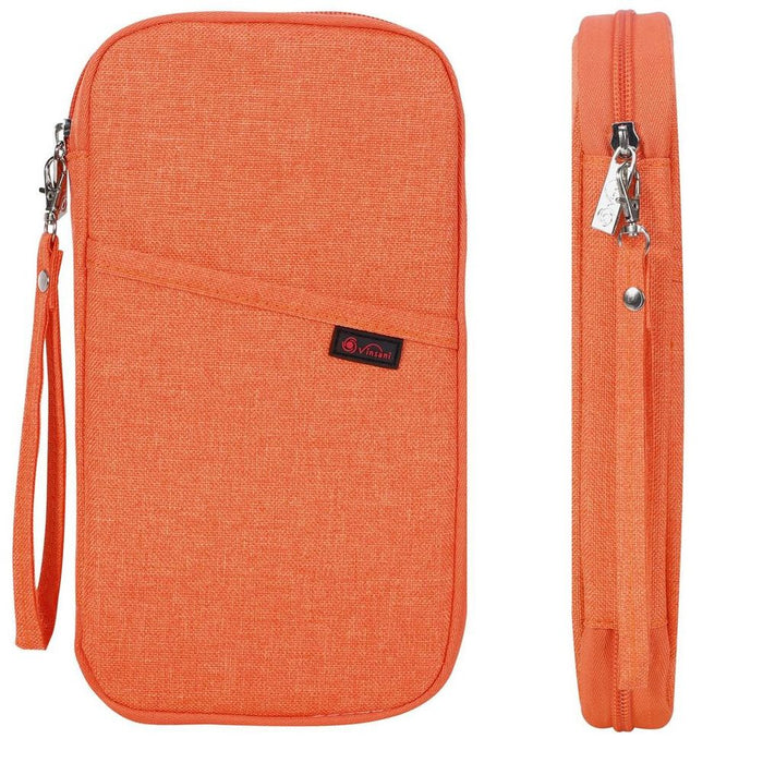 Vinsani Family Travel Holiday Wallet Passport Holder & Document Organiser Case Men Women for Tickets, ID Card, Credit Cards, Currency Holder – Orange