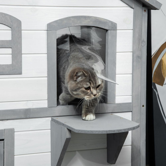 PawHut Kitten Condo - Openable Roof, Catio Enclosure, White