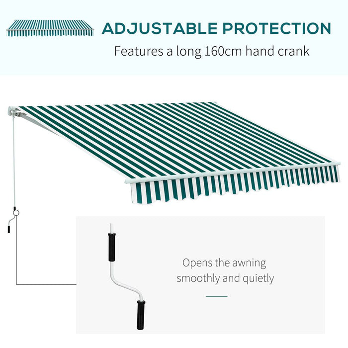 Outsunny Awning: Dark Green White Stripes 3.5x2.5M