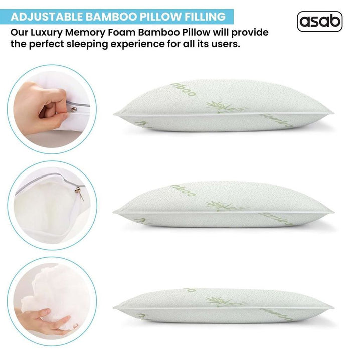 Pack of 4 - Bamboo Memory Foam Pillow AS-61478 BAMBO-10