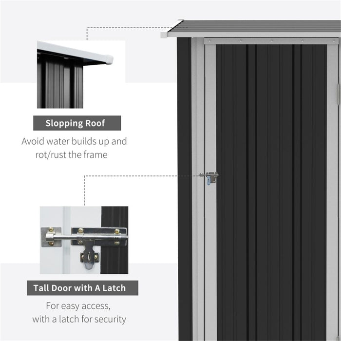 Metal Outdoor Storage Shed - Grey 56" L x 33" W x 69.75" / 74.5" H