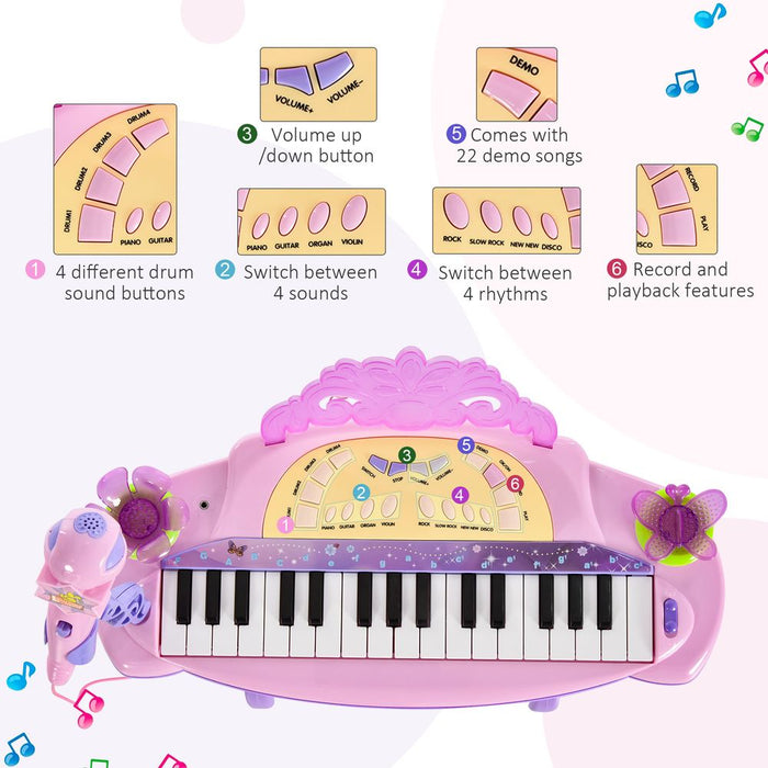 Premium Quality Mini Battery Organ Piano Microphone Stool 32 Key Keyboard Kids Toy