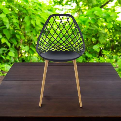 BLACK PLASTIC CHAIR METAL LEGS