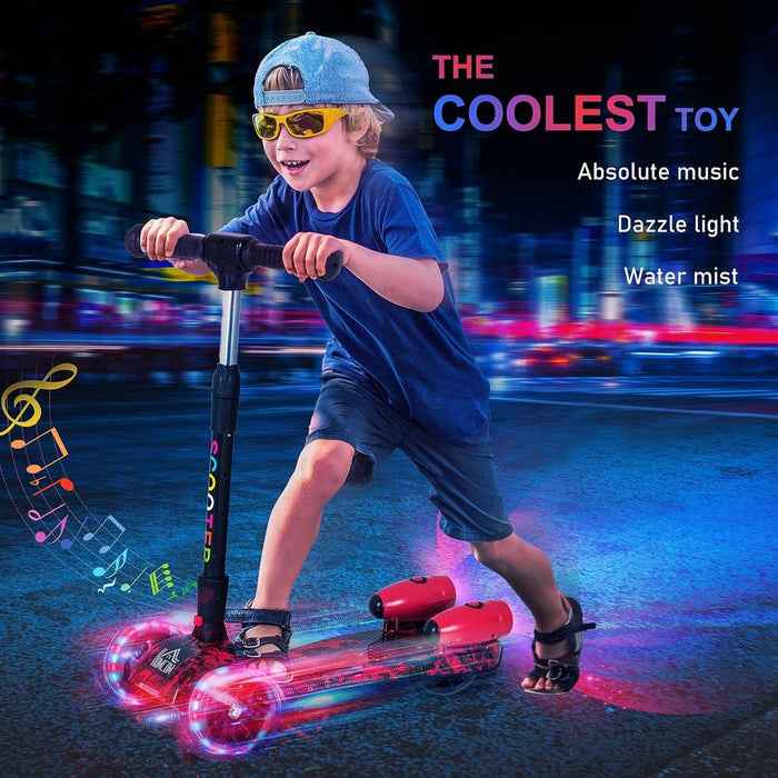 Ultimate E-Scooter for Kids: Light, Music, Water Spray, 3-6 Yrs, Red