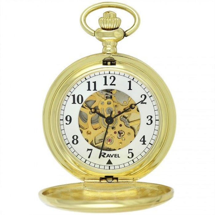 Ravel Polished Mechanical Gold Pocket Watch R1001.17