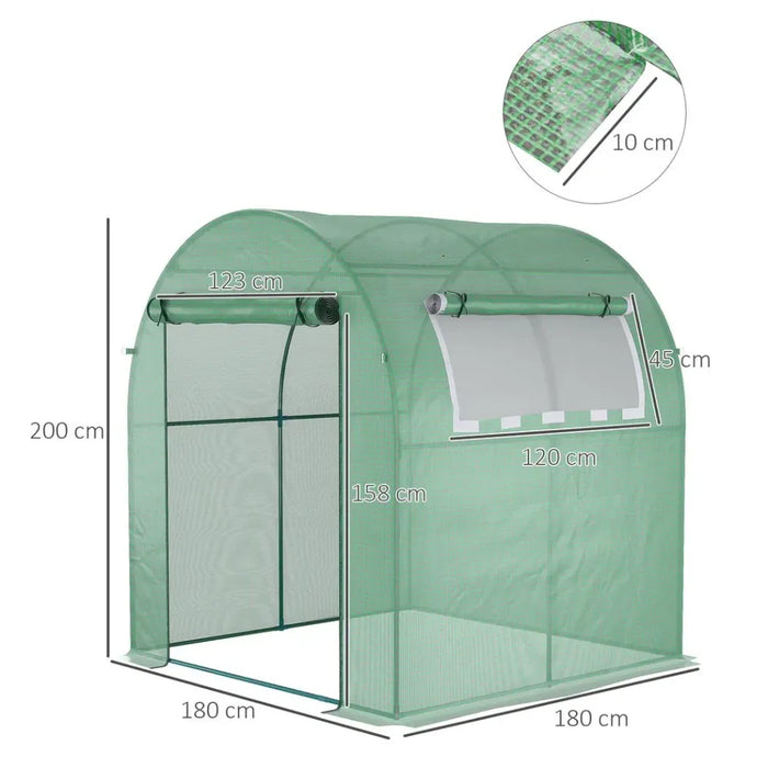 Year-Round Polytunnel Greenhouse | Extend Growing Season | Steel Frame | Roll-Up Doors & Window | UV Protection | 1.8x1.8x2m