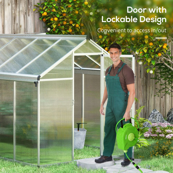 Premium Outsunny 10x6ft Aluminium Greenhouse with Door, Window & Galvanised Base - High-Quality PC Panel