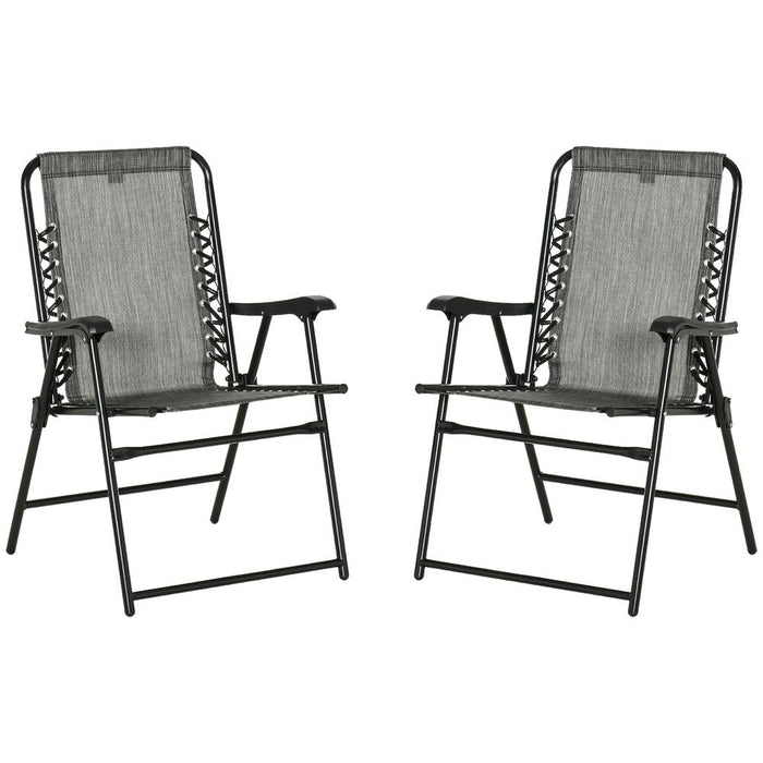 Set of 2 Patio Folding Dining Chair Set Garden Outdoor Grey