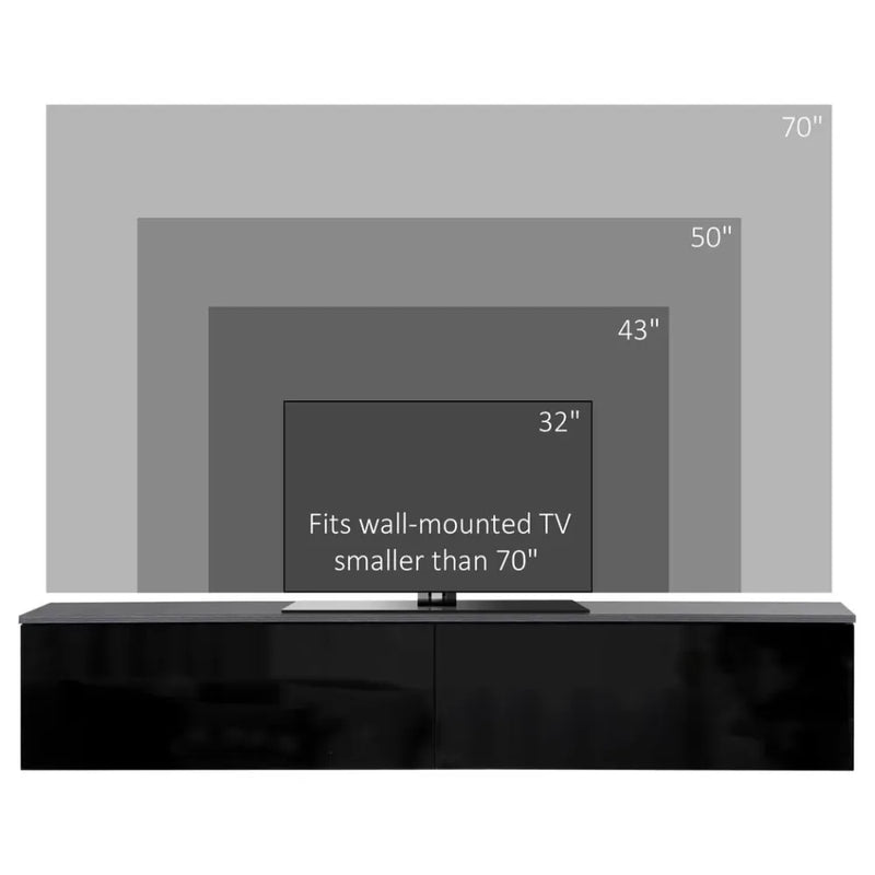 Floating TV Unit Stand, Wall Mount Media Console with Storage Cupboards