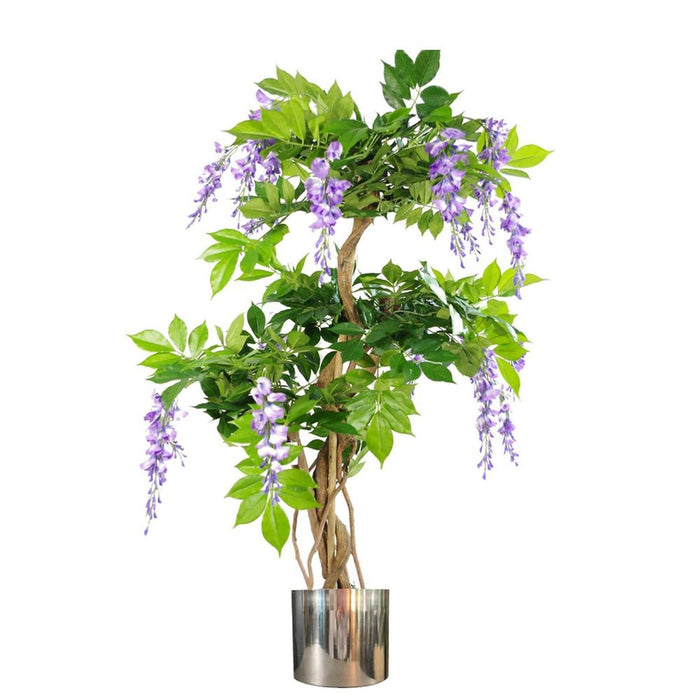 Premium 110cm Purple Wisteria Tree w/ Metal Planter: Lifelike, Handmade & High Quality