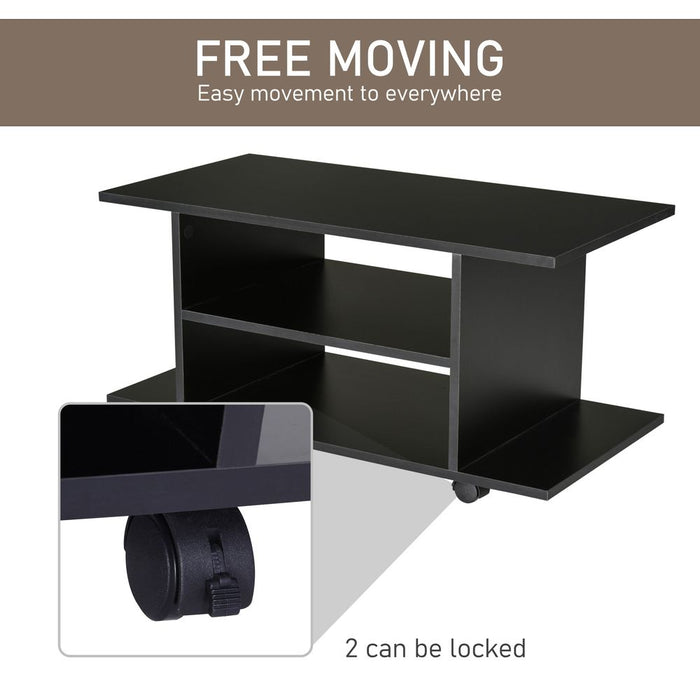 Premium Black Mobile TV Stand Bookshelves - High-Quality, Versatile, and Stylish - Perfect for Any Living Room!